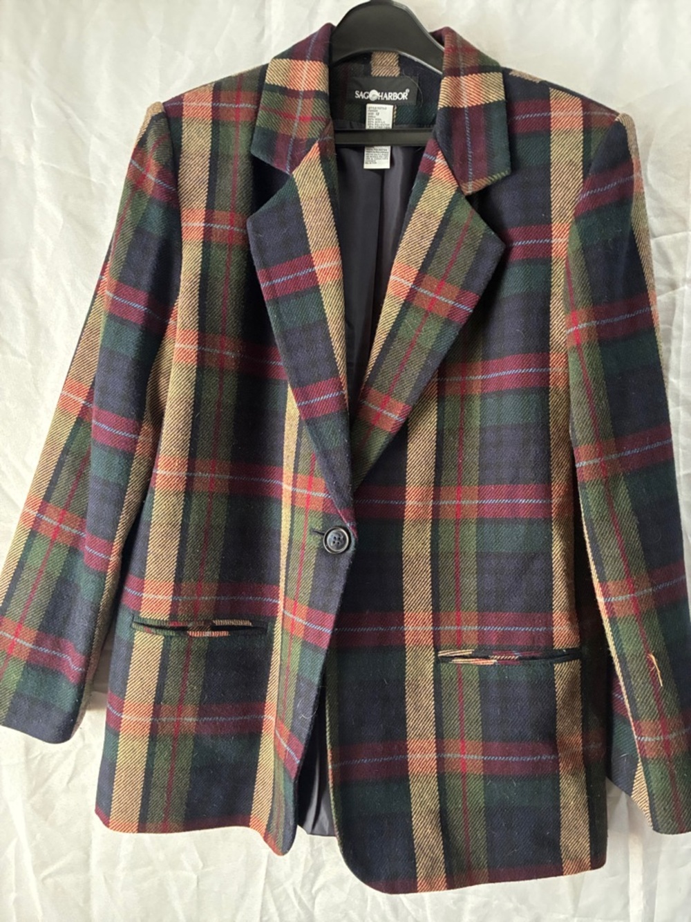 Sage Harbor Plaid Wool Blend Blazer - Multicolor